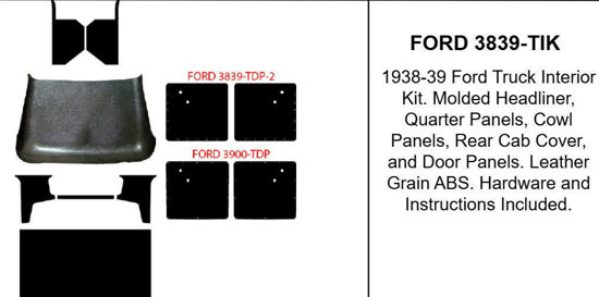 Picture of Upholstery Kit, Black, 1938-39 Pickup, FORD-3839-TIK