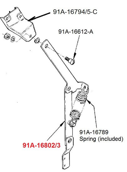 Hood Arm & Spring Support, 91A-16802/3-SS. Joes Antique Auto Parts