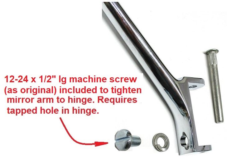 Outside Door Hinge Pin Mirror, Chrome, 5017741CD. Joe's Antique Auto