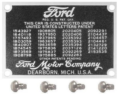 Picture of Patent Plate, 1940-1948, 01A-14001