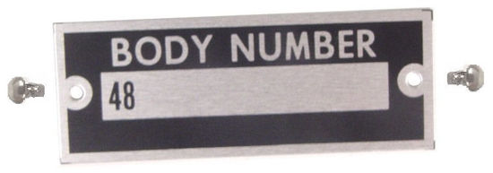 Picture of Body Number Plate, 1935, 48-14002