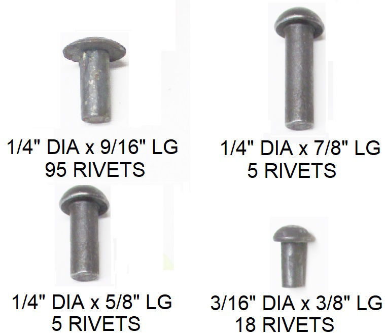 Bed Mounting Rivet Kit, 1931-1956, A-99017. Joe's Antique Auto Parts