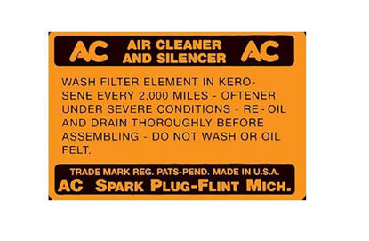 Picture of Air Cleaner Decal, 1933, DF1586