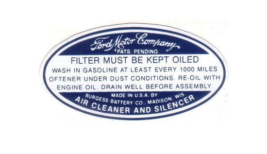 Picture of Air Cleaner Decal, 1934-1936, DF1