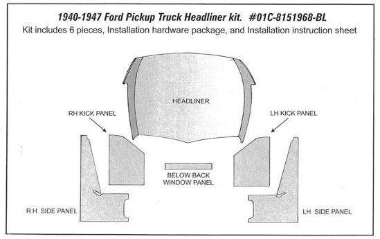 Picture of Upholstery Kit, Black, 1940-47 Pickup, 01C-8151968-BL