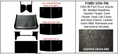 Picture of Upholstery Kit, ABS, Black, 1935-36 Pickup, FORD-3536-TIF